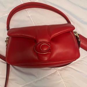 Beautiful leather red tabby pillow coach bag